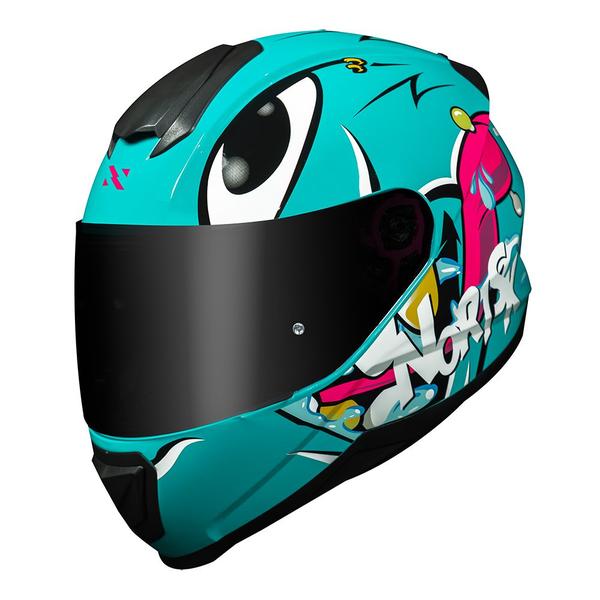 Imagem de Capacete Norisk Razor Mad Azul e Rosa Mais Viseira Camaleão