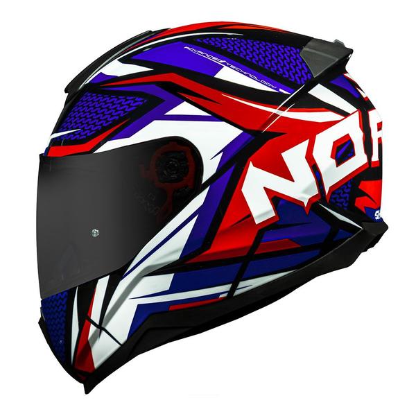 Imagem de Capacete Norisk Razor Sharp Azul Vermelho e Branco Mais Viseira Fumê