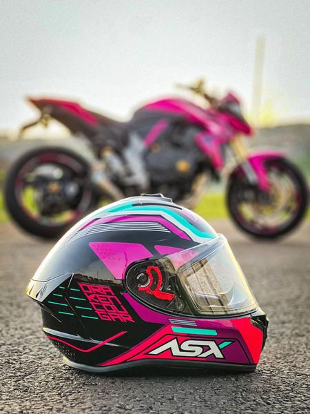 Imagem de Capacete Original Asx Draken Cougar Brilho Pink Tiffany