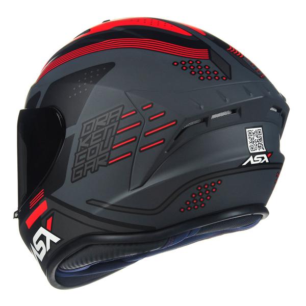 Imagem de Capacete Original Asx Draken Cougar Fosco Preto Vermelho