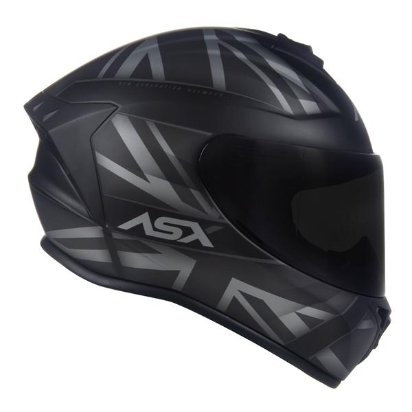 Imagem de Capacete Original Asx Draken Uk Fosco Preto Cinza