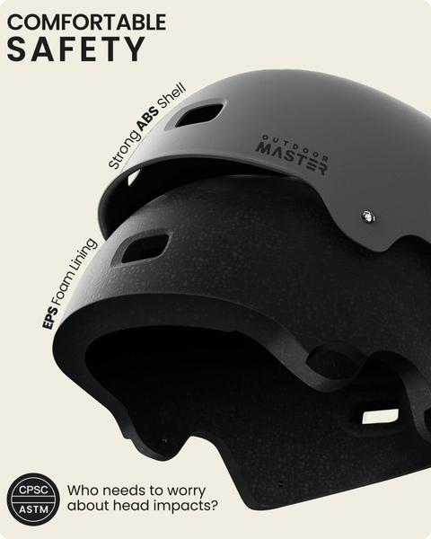 Capacete OutdoorMaster Skateboard Cycling Cinza Tamanho L Imagem de Capacete OutdoorMaster Skateboard Cycling Cinza Tamanho L