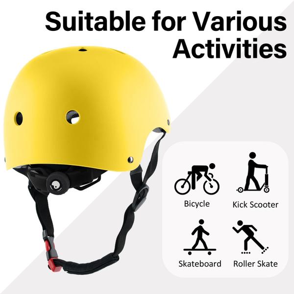 Imagem de Capacete OUWOR Youth Skateboard Bike para menino e menina amarelo