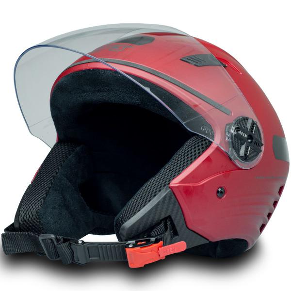 Imagem de Capacete P Moto Aberto Vermelho Fosco 56 C Viseira Cromada