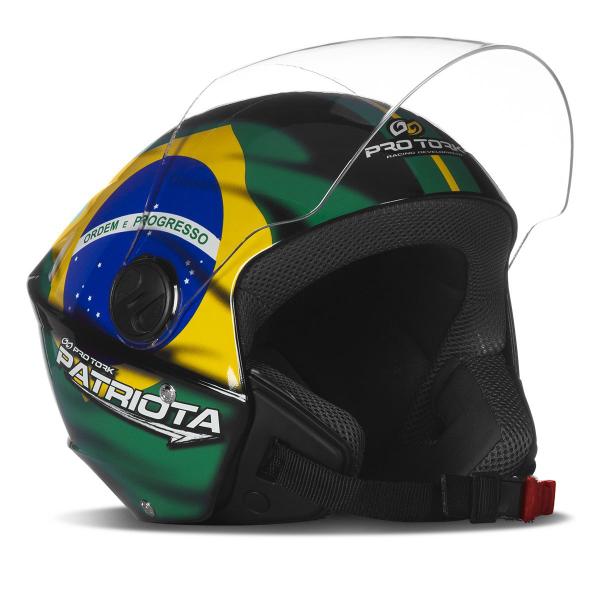 Imagem de Capacete Para Moto Aberto Masculino Feminino New Liberty Pro Tork Patriota Brasil Urbano