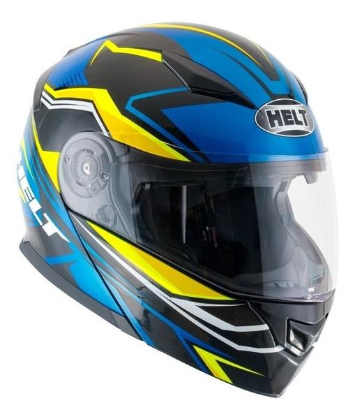 Imagem de Capacete Para Moto Escamoteável Helt Hippo Glass Ímola Amarelo/Azul