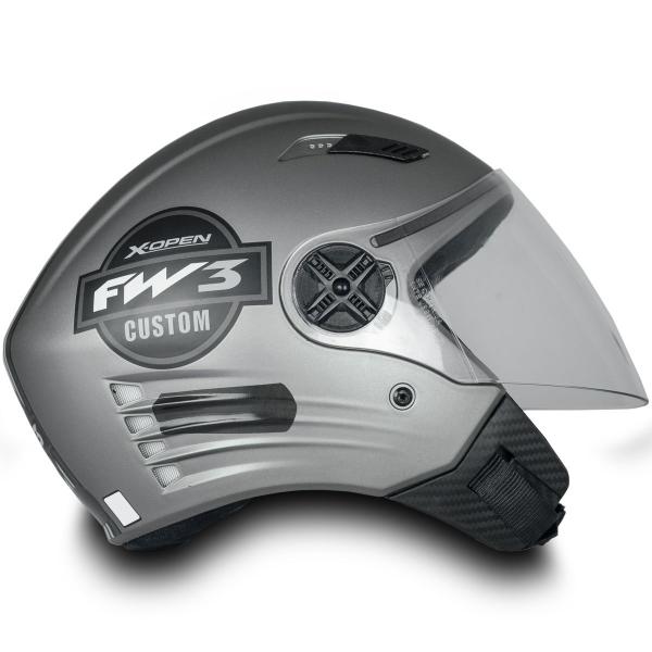 Imagem de Capacete Para Moto Fw3 X Open Custom Prata Tamanho 56