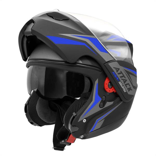 Imagem de Capacete Para moto Robocop Articulado Escamoteável Pro Tork New Attack Masculino Feminino