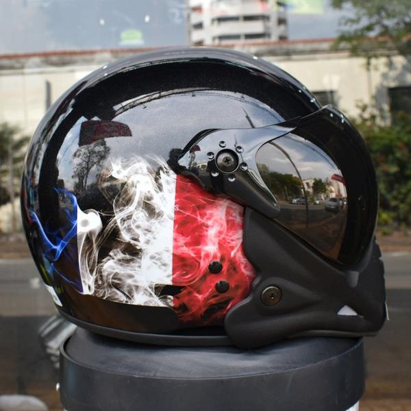 Imagem de Capacete Peels F21 França Bandeira Moto Custom Com Queixeira