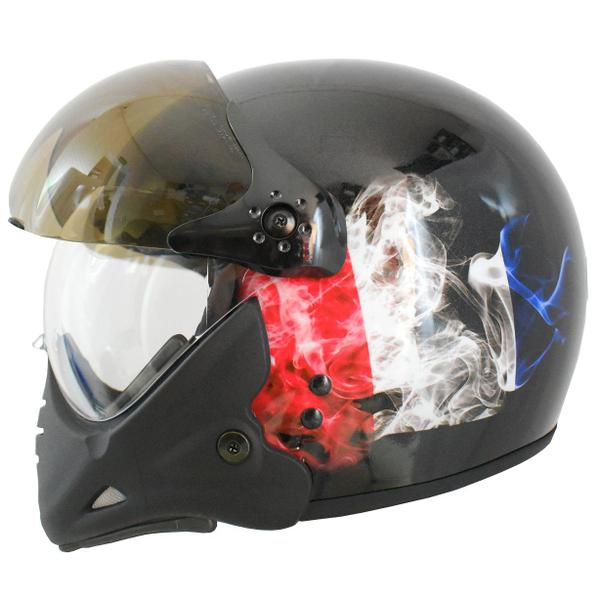 Imagem de Capacete Peels F21 França Bandeira Moto Custom Com Queixeira