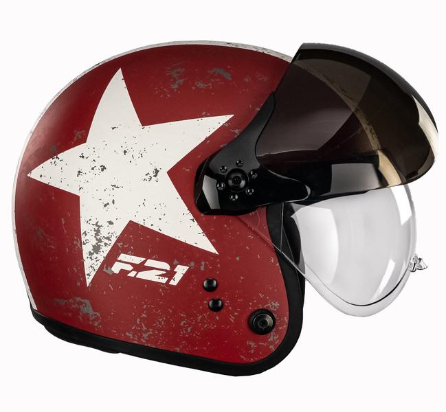 Imagem de Capacete Peels F21 Old Tank Vermelho Bordo Branco Fosco