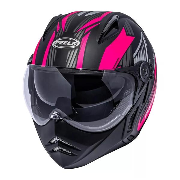 Imagem de Capacete Peels Mirage Living Preto Fosco Pink