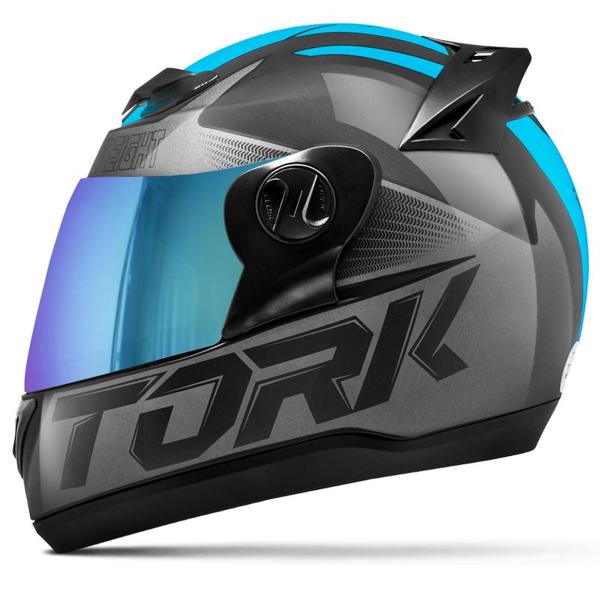 Imagem de Capacete Pro Tork Evolution G7 Preto/azul Brilhante Tam. 60 + Viseira Camaleão