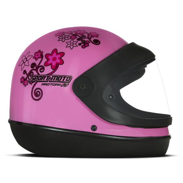 Imagem de Capacete Pro Tork Feminino Sport For Girls Rosa Fechado Barato Proteção Para Motoqueiros 56 58 60