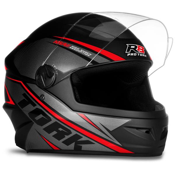 Imagem de Capacete R8 Fechado Integral Pro Tork Universal Moto Masculino Feminino + Narigueira + Viseira Fumê