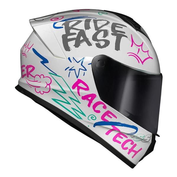 Capacete Race Tech Hit Faster Branco E Roxo - Geral