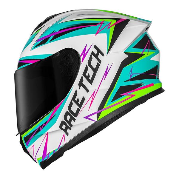 Capacete Race Tech Hit Spark Branco e Verde Tamanho:56