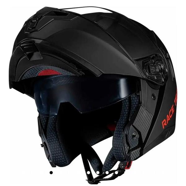 Capacete Race Tech Signal Preto Fosco Escamoteável Com Óculos