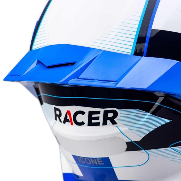 Imagem de Capacete Racer1 Rc1 Icone Branco Preto Azul