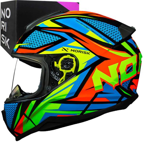 Imagem de Capacete Razor Sharp Azul Amarelo Brilhante Norisk