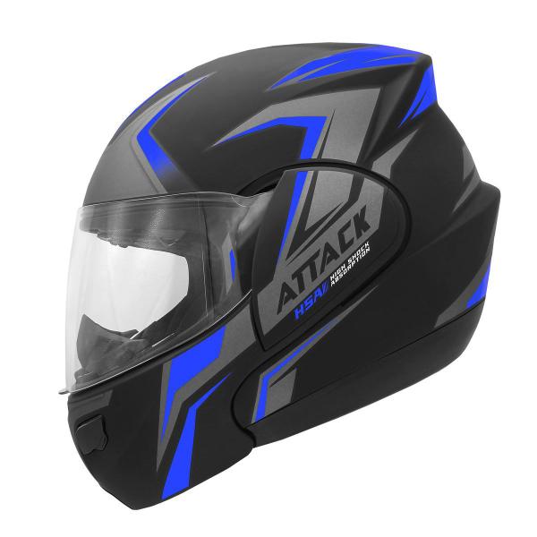 Imagem de Capacete Robocop Escamoteável Articulado Masculino Feminino New Attack HSA Pro Tork Óculos Fumê Interno