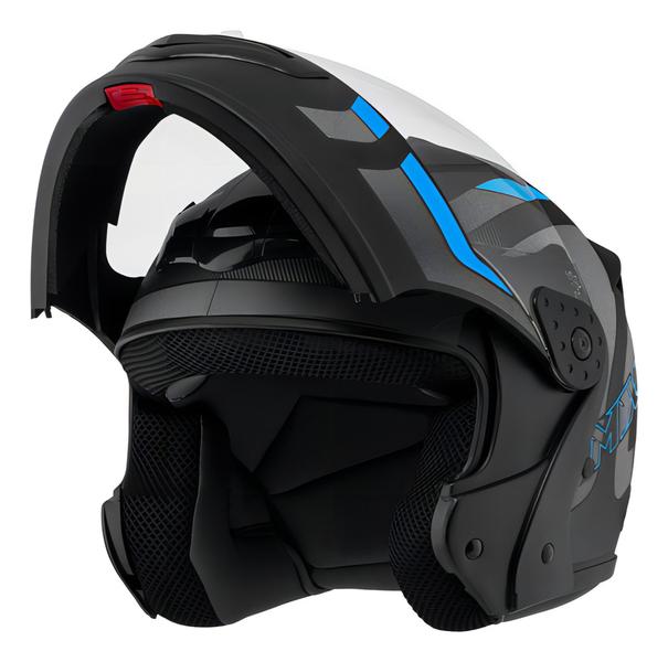 Imagem de Capacete Robocop Escamoteável Fechado Mixs Gladiator Delta S Cor Cinza Azul Fosco Tam. 62