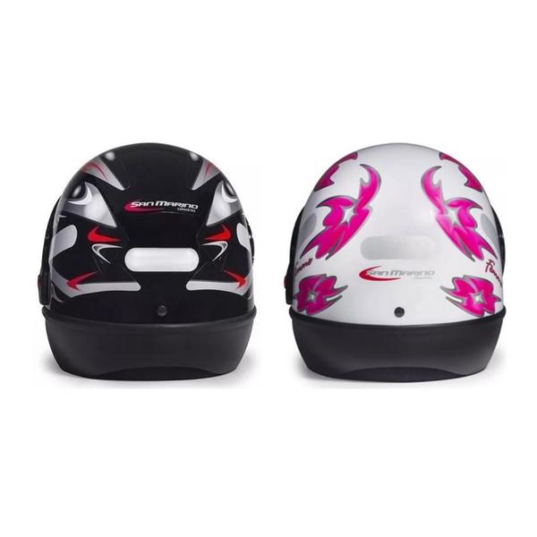 Imagem de Capacete San Marino Automático Moto Masculino Preto Feminino Branco