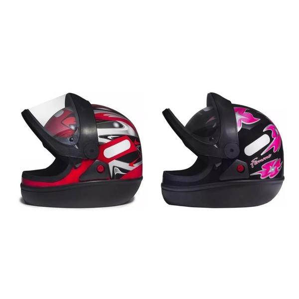 Imagem de Capacete San Marino Automático Moto Masculino Vermelho Feminino Preto