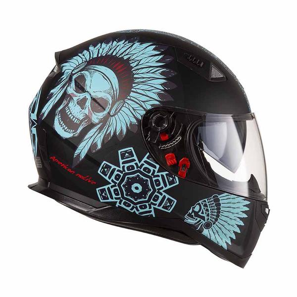 Imagem de Capacete Shiro Integral City com Óculos Interno SH-881SV American Native Preto Fosco e Turquesa