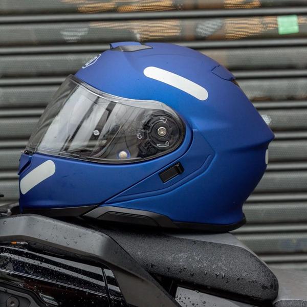 Imagem de Capacete Shoei Neotec 3 Carbono Robocop Azul Fosco Moto