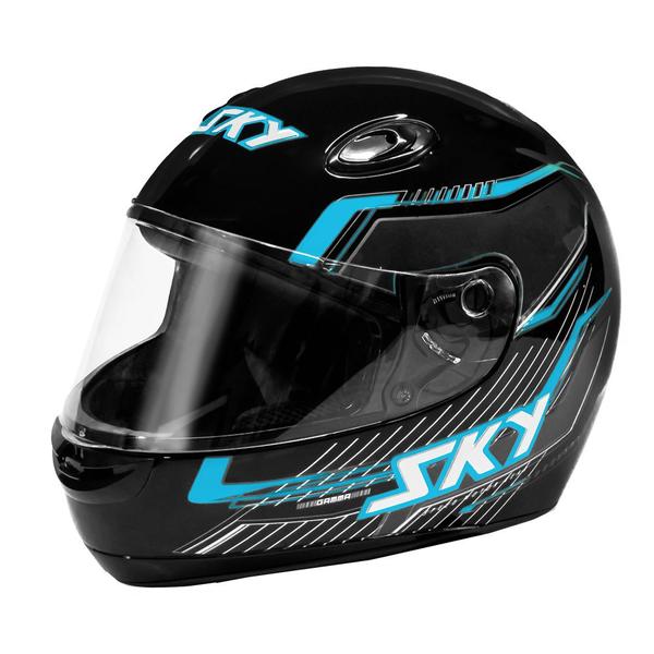 Imagem de Capacete sky gamma preto brilho transf azul 56