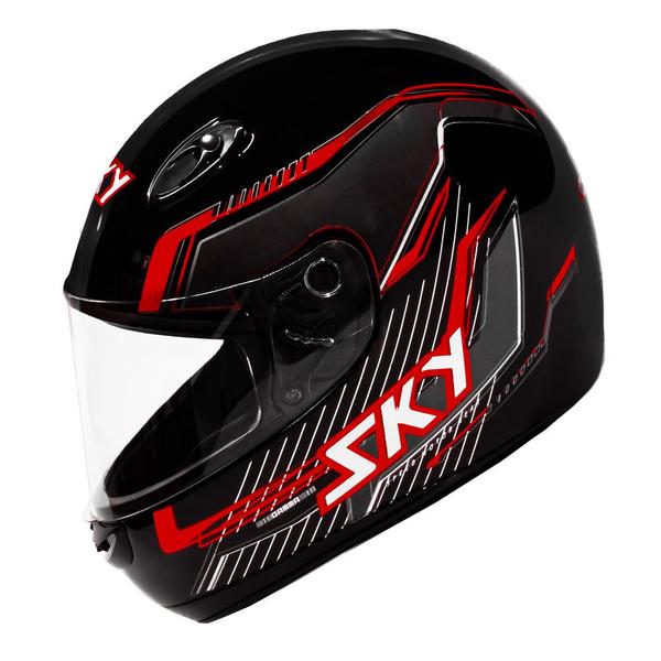 Imagem de Capacete Sky Gamma Preto Brilho Transf Cinza/vermelho 58