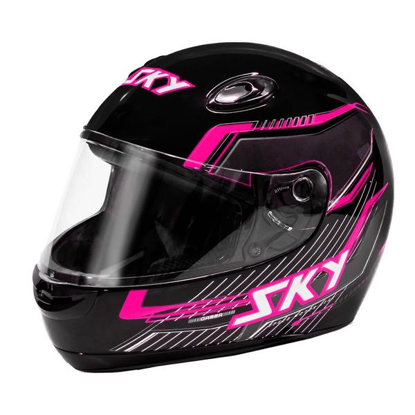 Imagem de Capacete sky gamma preto brilho transf rosa 58