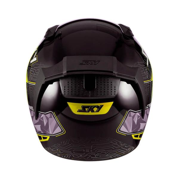 Imagem de Capacete sky two cyber snake preto brilho transf amarelo 56