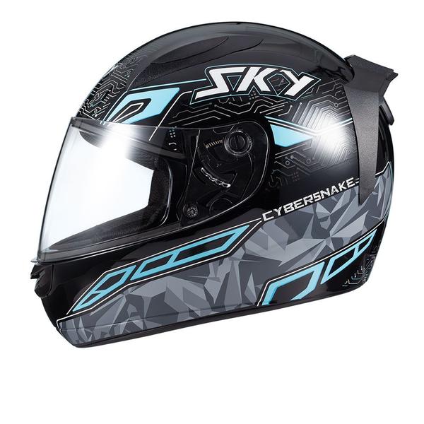 Imagem de Capacete sky two cyber snake preto brilho transf azul 56