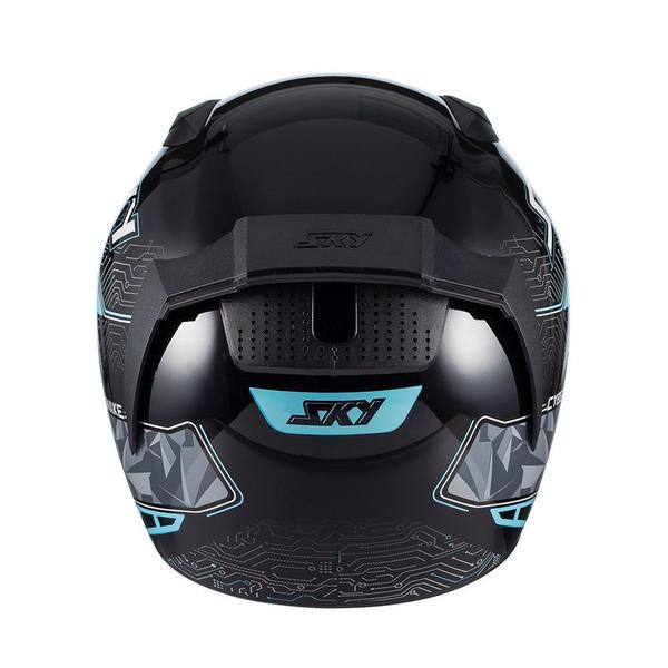 Imagem de Capacete Sky Two Cyber Snake Preto Fosco Transf Azul 56