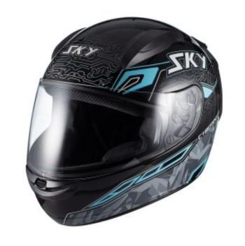 Imagem de Capacete Sky Two Cyber Snake Preto Fosco Transf Azul 58 F083