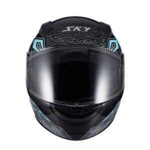 Imagem de Capacete Sky Two Cyber Snake Preto Fosco Transf Azul 58