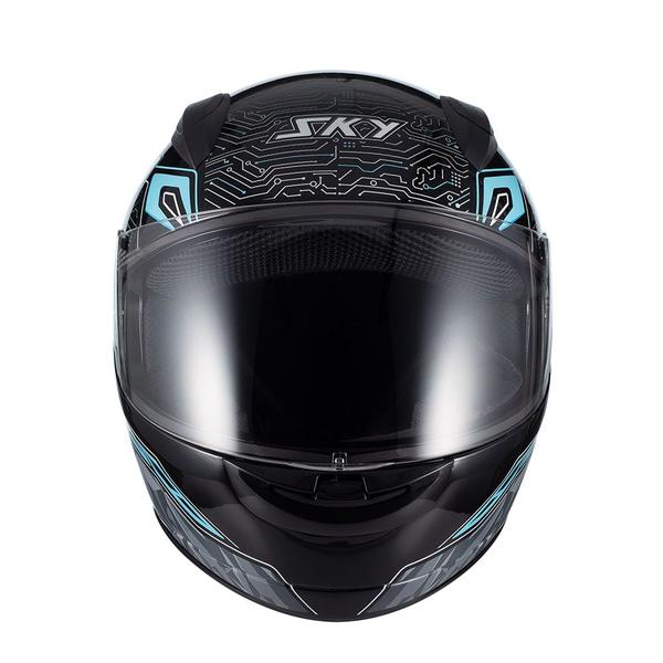 Imagem de Capacete sky two cyber snake preto fosco transf azul 62