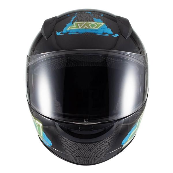 Imagem de Capacete Sky Two Samurai Preto Brilho Transf Azul 56