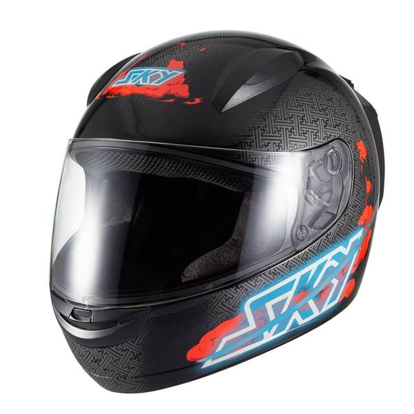 Imagem de Capacete Sky Two Samurai Preto Brilho Transf Vermelho 60