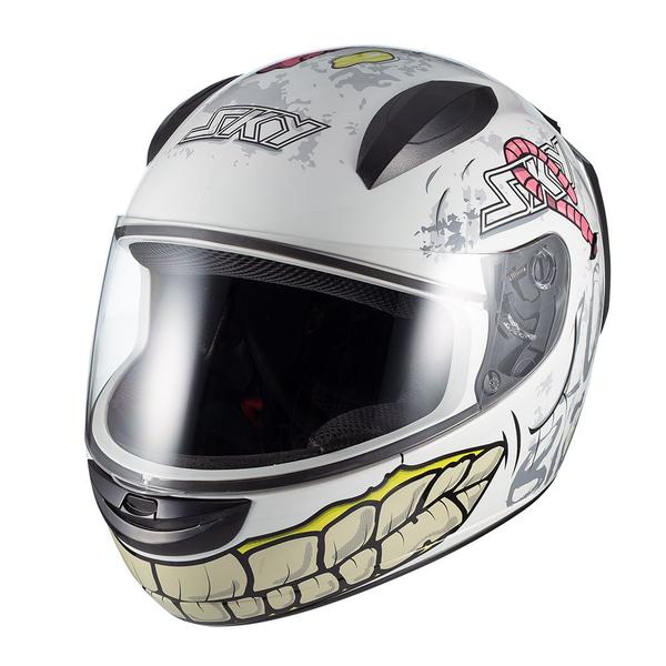 Imagem de Capacete Sky Two Zombie Branco Fosco Transf Verde 58