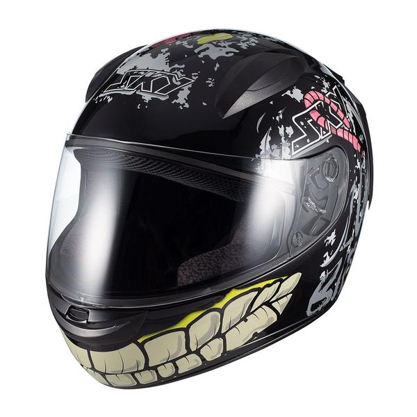 Imagem de Capacete Sky Two Zombie Preto Brilho Transf Verde 60