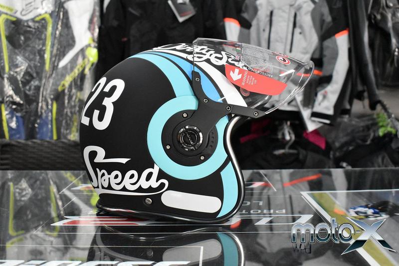 Imagem de Capacete Smk Retro Custom Aberto Jet Speed TT Preto Azul