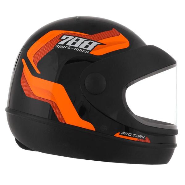 Imagem de Capacete Sport Moto 788 Preto e Laranja Tamanho 60 CAP-496LR - Pro Tork