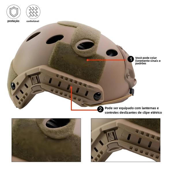 Imagem de Capacete Tático com Botão Ajustável e ABS Grosso para Airsoft - Equipamento de Proteção