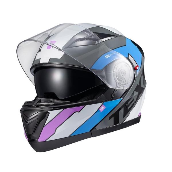 Imagem de Capacete Texx Escamot Gladiator V3 Reisen Azul Rosa Branc 58 F016