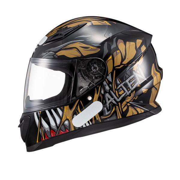 Imagem de Capacete Texx Fechado Hawk Alien Dourado Pret 56 F016