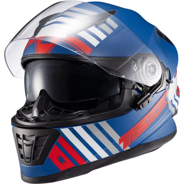 Imagem de Capacete Texx Wing Grid Azul e Vermelho Fosco