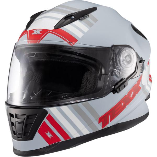 Imagem de Capacete Texx Wing Grid Cinza e Vermelho Fosco